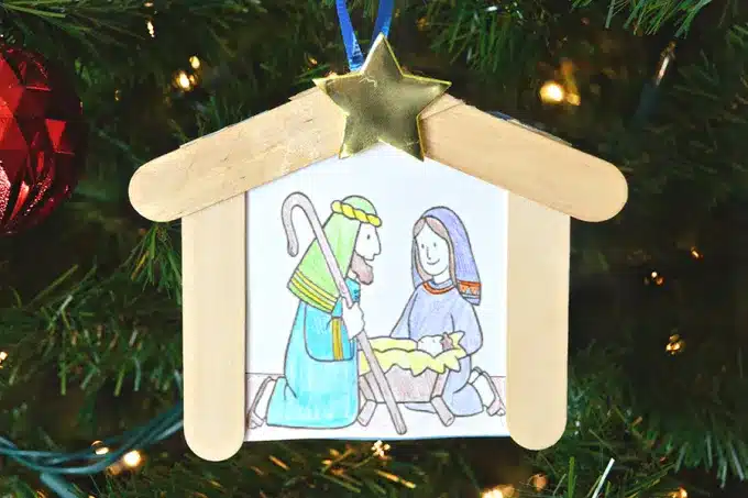 Popsicle Stick Nativity Ornament from Homan at Home.