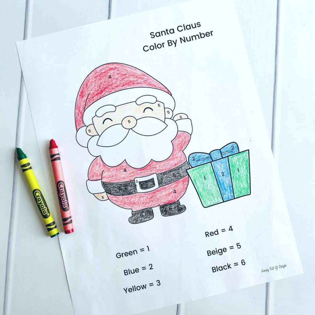 Santa Claus Color by number printable 