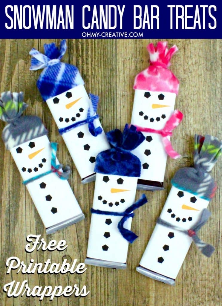Snowman Free Printable Candy Bar Wrapper Template by Oh My! Creative.