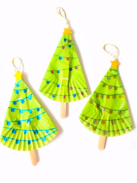 Cupcake Liner Christmas Tree Ornament Craft by Our Kid Things.