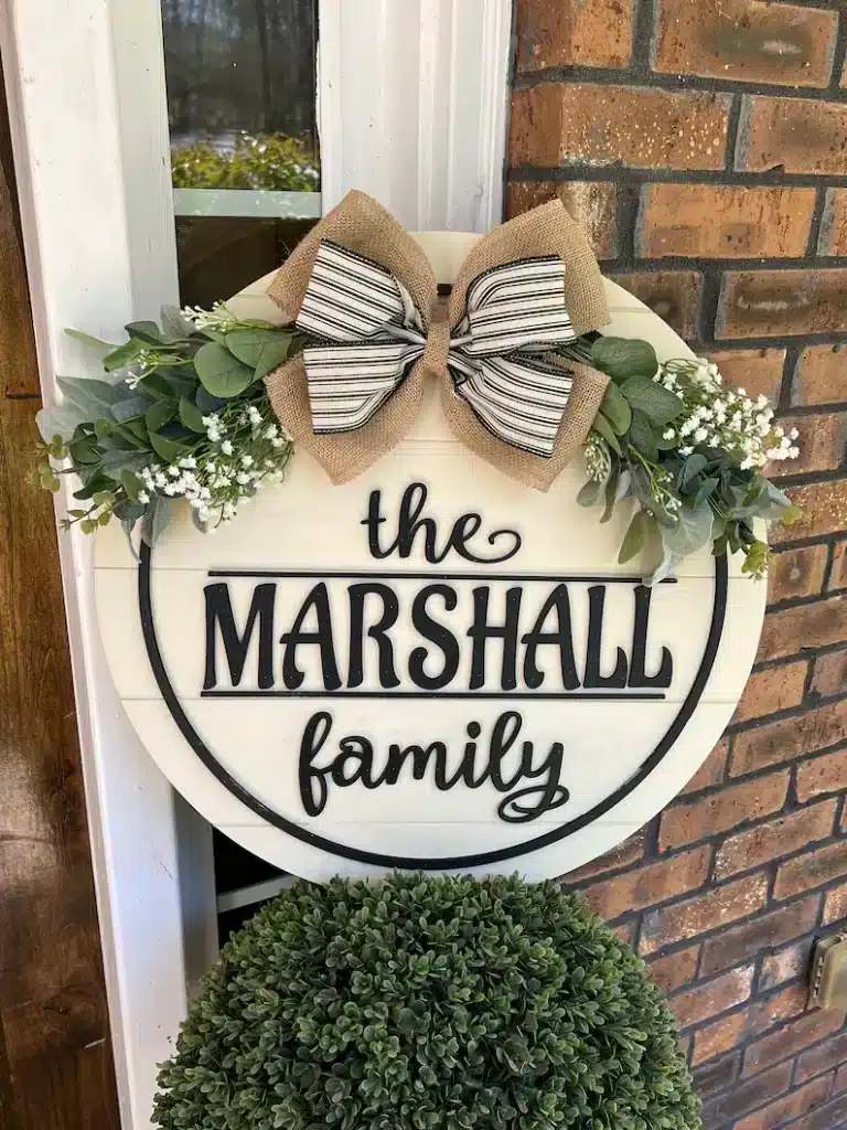 Front door decor Wreath sign for front door