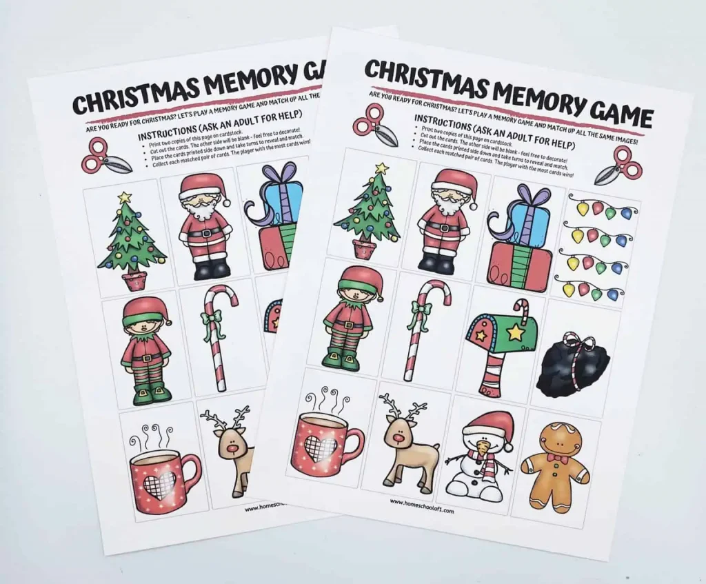 Christmas Memory Game from Homeschool of 1.