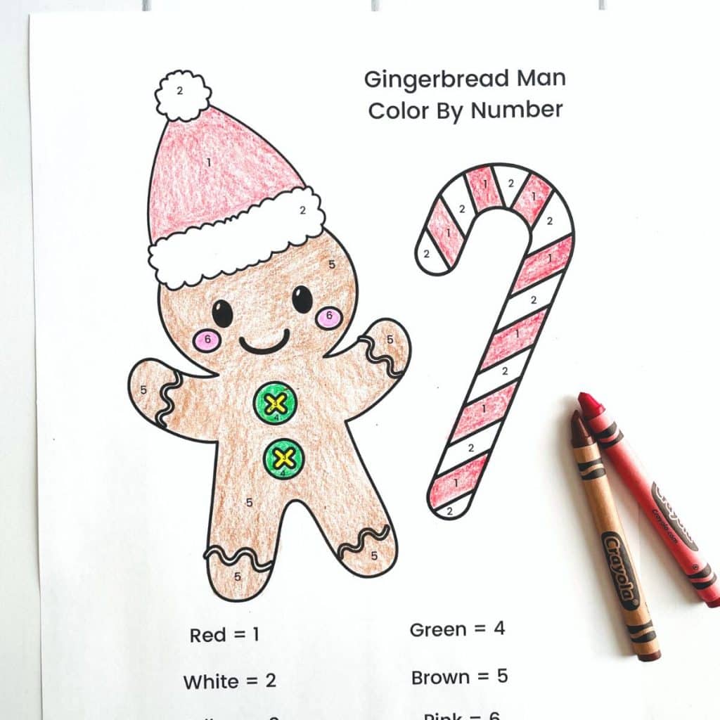 gingerbread man color by number printable