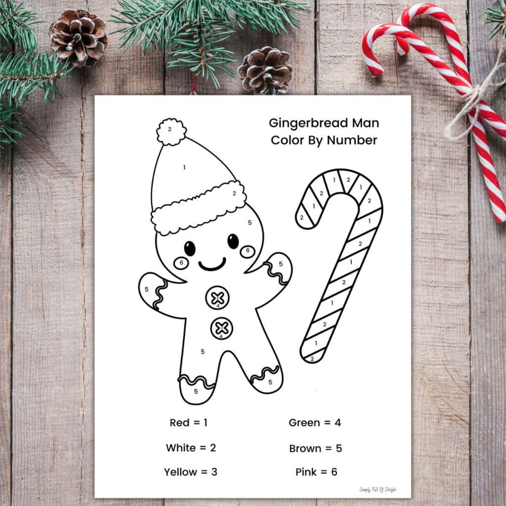 Gingerbread Man Color by Number free printable