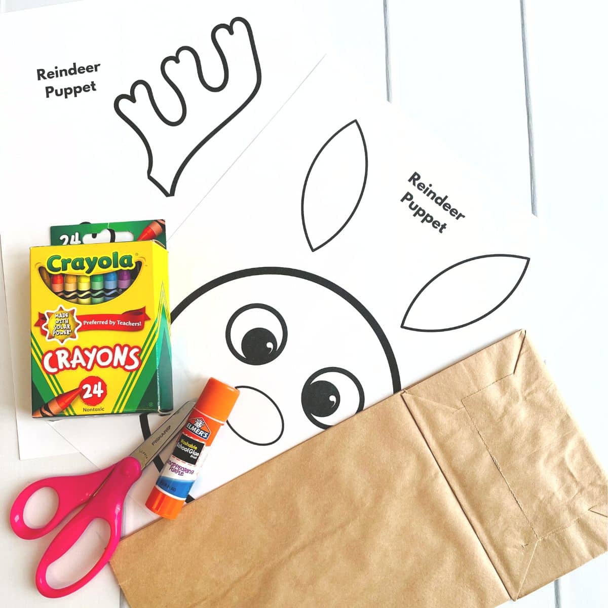 Printable Reindeer Paper Bag Puppet Free Template Simply Full Of