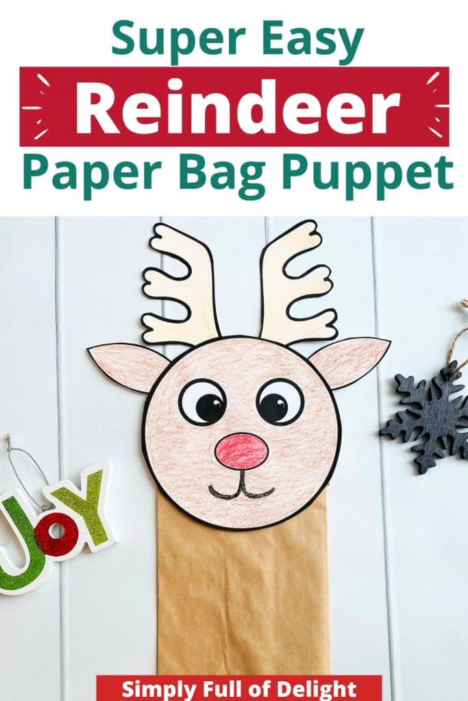 super easy reindeer paper bag puppet