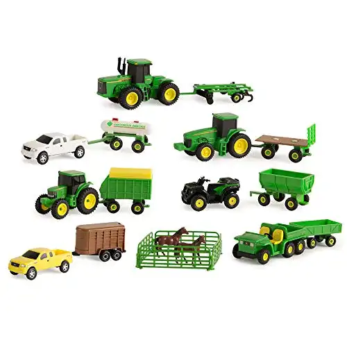 John Deere Tractor Toy and Truck Toy Value Set