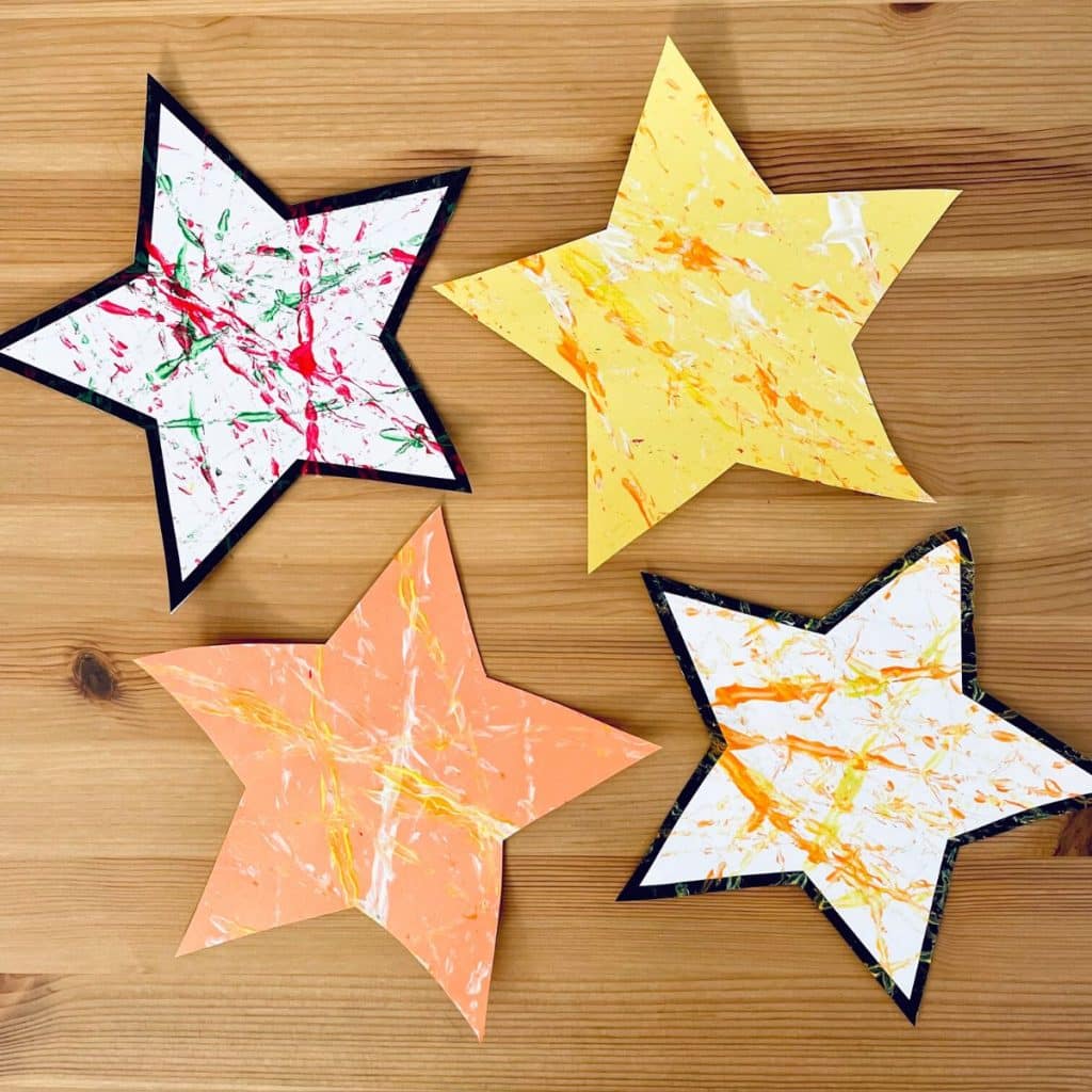 marble paint star craft for preschool