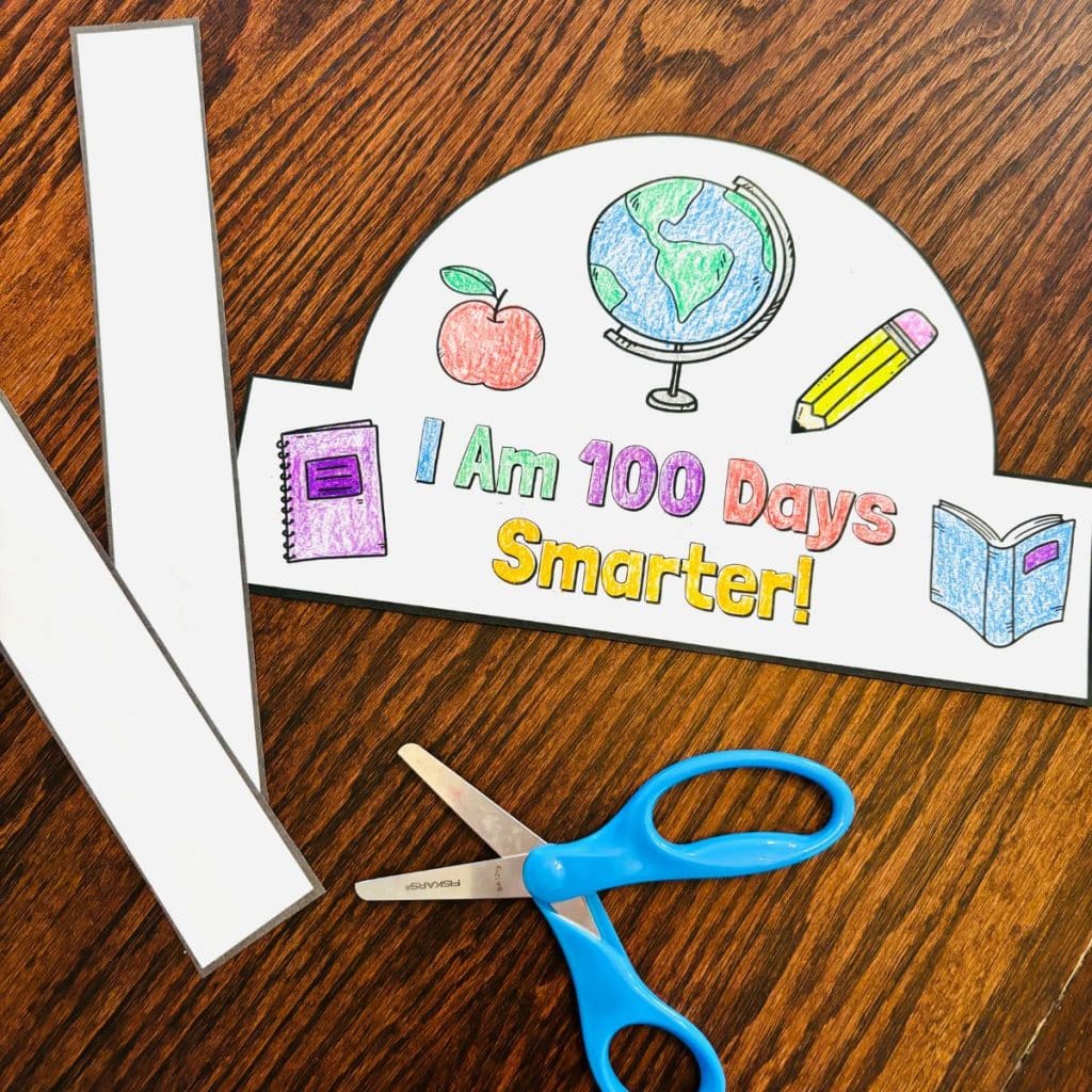 100th day of school headband cut out with scissors