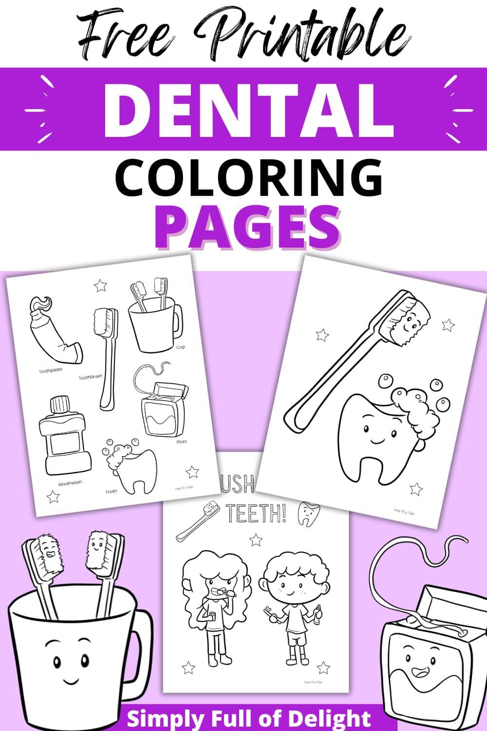 Free Printable Tooth Coloring Pages (Dental Activity) - Simply Full of ...