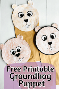 Free Groundhog Paper Bag Puppet Printable for Kids - Simply Full of Delight