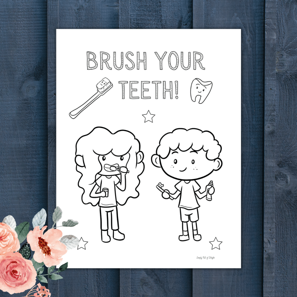 brush your teeth coloring page - 2 kids brushing their teeth