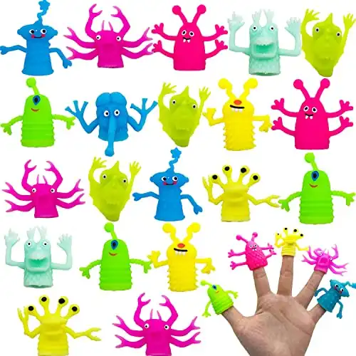 20 Pcs Finger Puppets Toys, Funny Colorful Monster Stretchy Finger Puppets