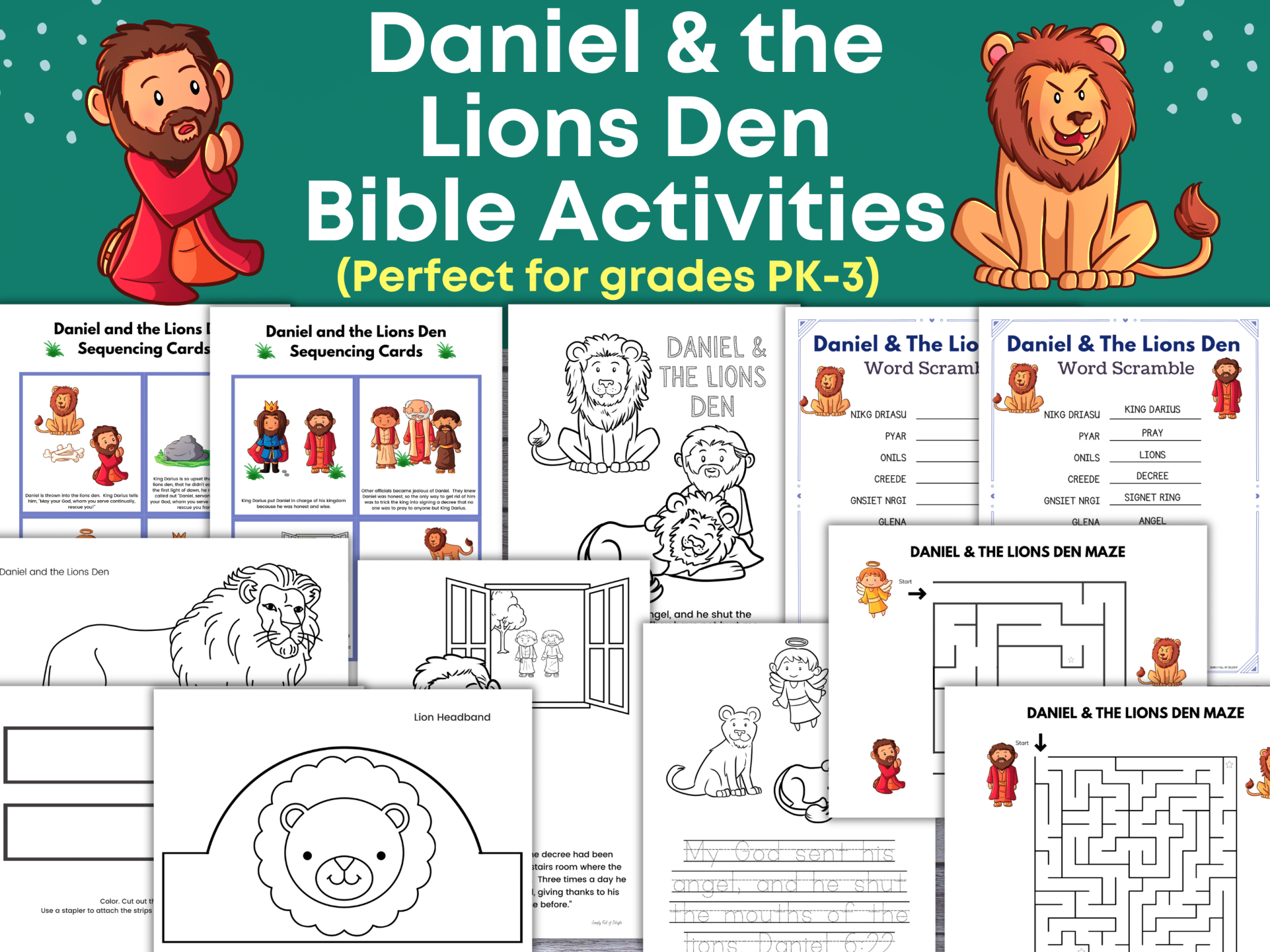 Daniel and the Lions Den Coloring Page (Free Printable) - Simply Full ...