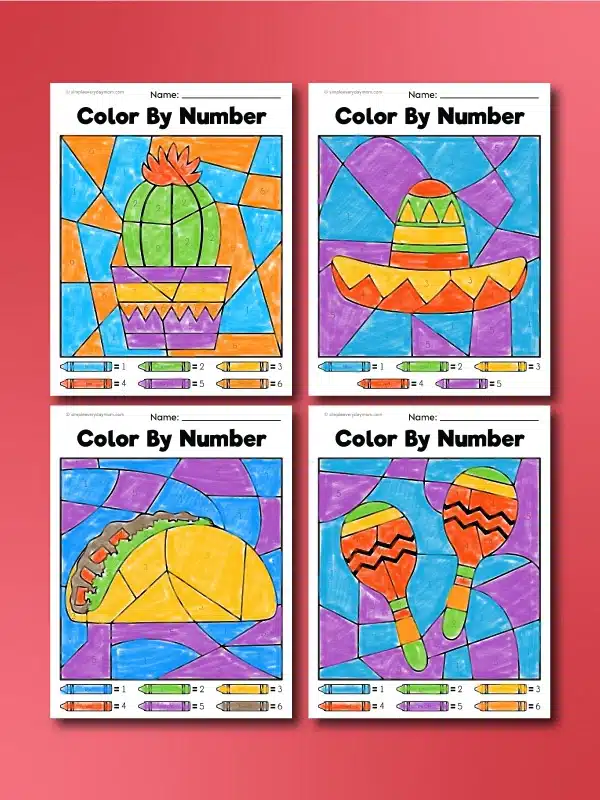 Cinco de Mayo Color By Numbers For Kids from Simple Everyday Mom.