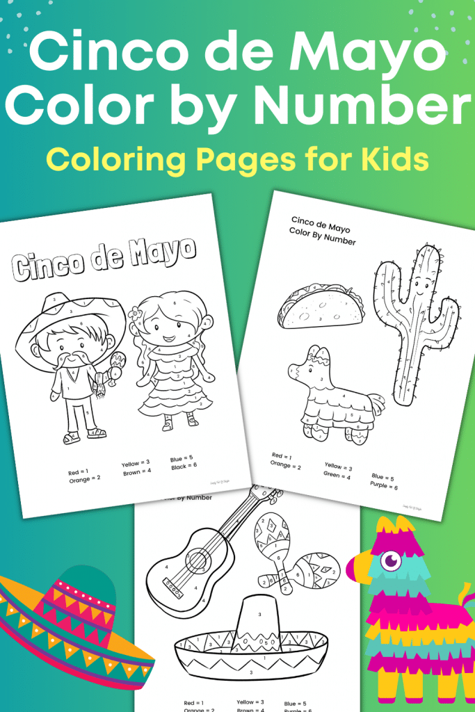 Cinco de Mayo Color by Number coloring pages for kids