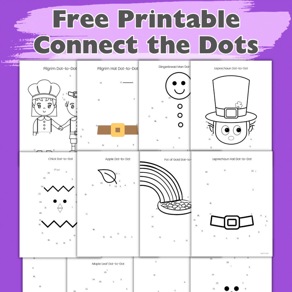 free printable connect the dots pages for kids, preschool and kindergarten