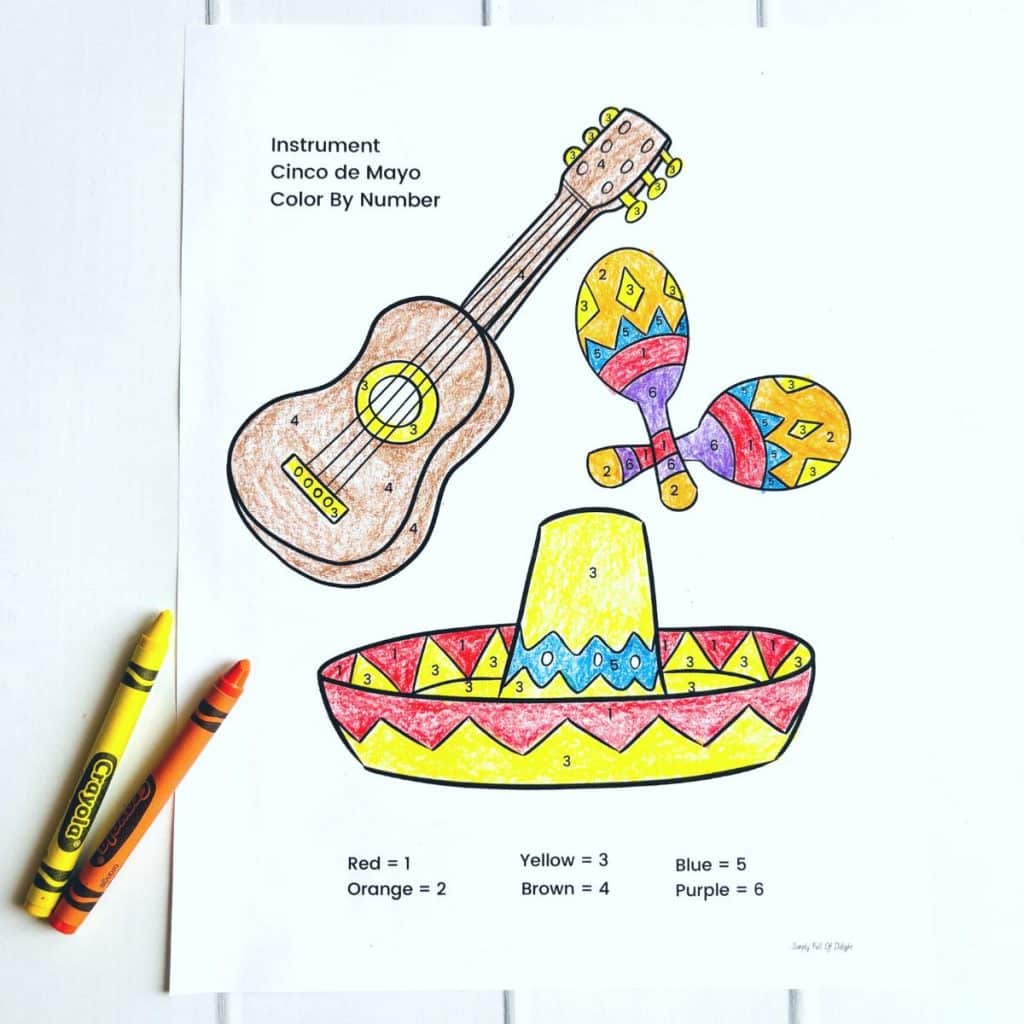 Cinco de Mayo Instrument Color By Number Free Printable