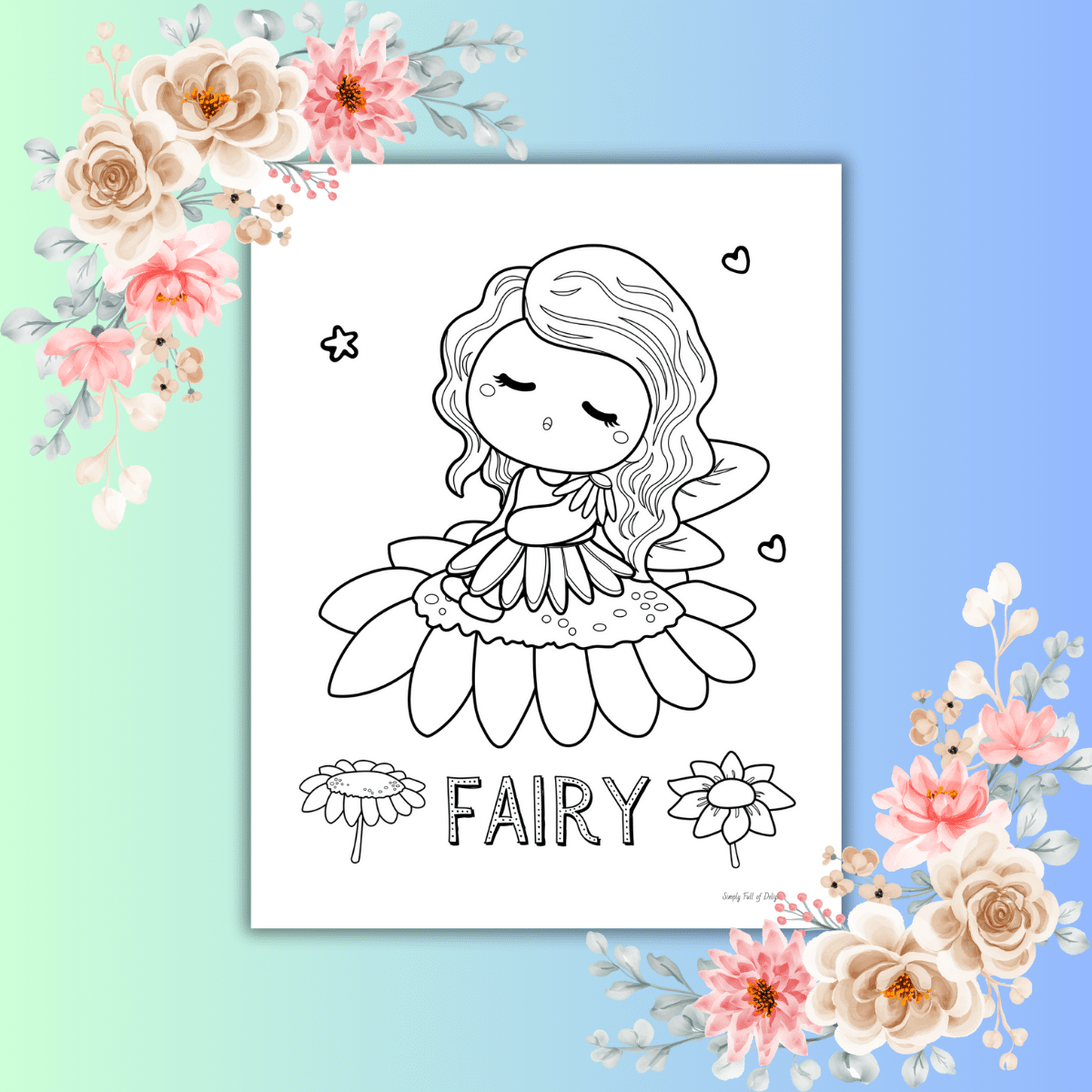 Cute Fairy Coloring Pages for Kids (Free Printable!) - Simply Full of ...