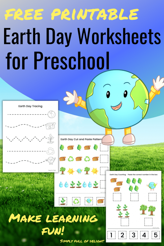 free Earth Day worksheets for preschool - make learning fun!  includes patterns, tracing, and counting.