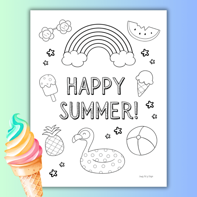 Happy Summer Coloring Pages for - Happy Summer Coloring Page 1 768x768