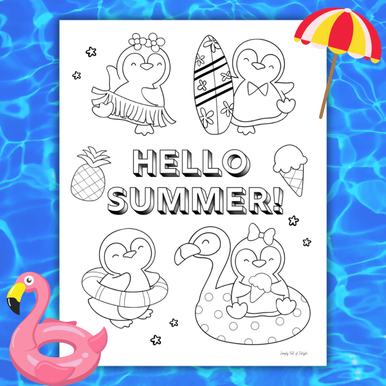 Happy Summer Coloring Pages for - Hello Summer Coloring Page 1 768x768