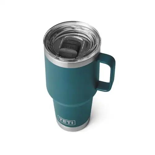 YETI Rambler 30 oz Travel Mug, Stainless Steel, Vacuum Insulated with Stronghold Lid, Agave Teal