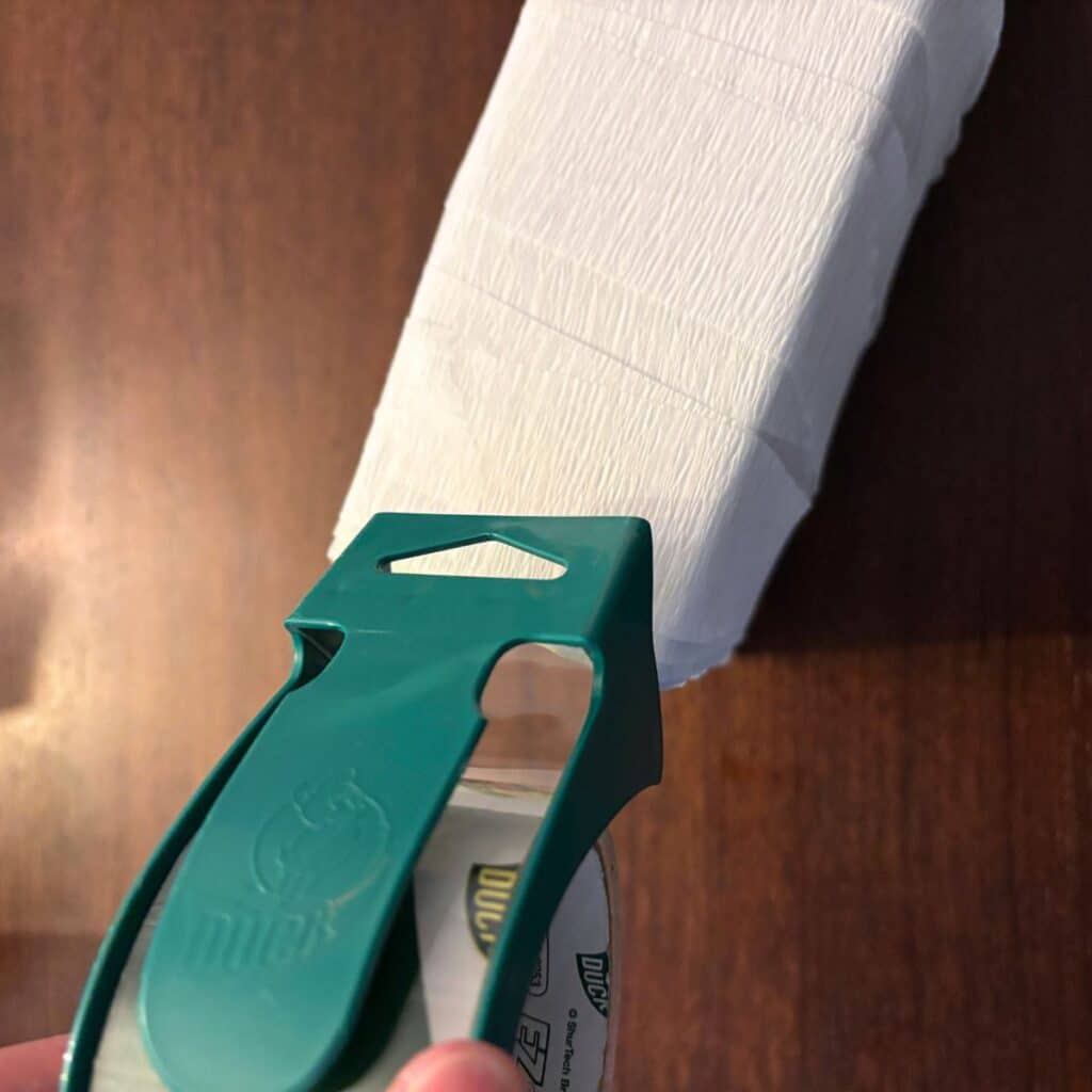 taping the crepe paper