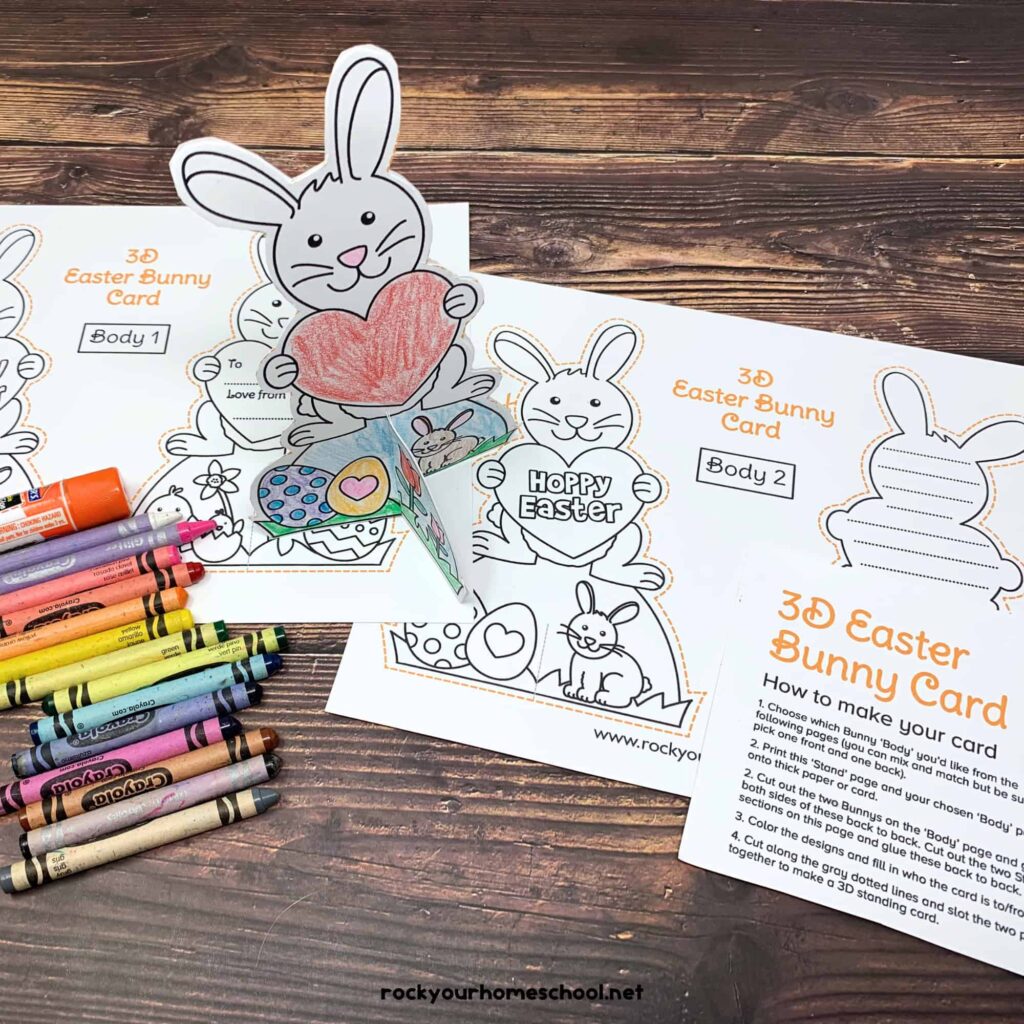 free printable Bunny 3D Easter Card from Rock Your Homeschool.