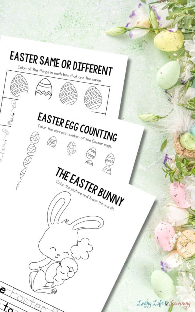 Easter Worksheets for Preschool from Living Life & Learning.