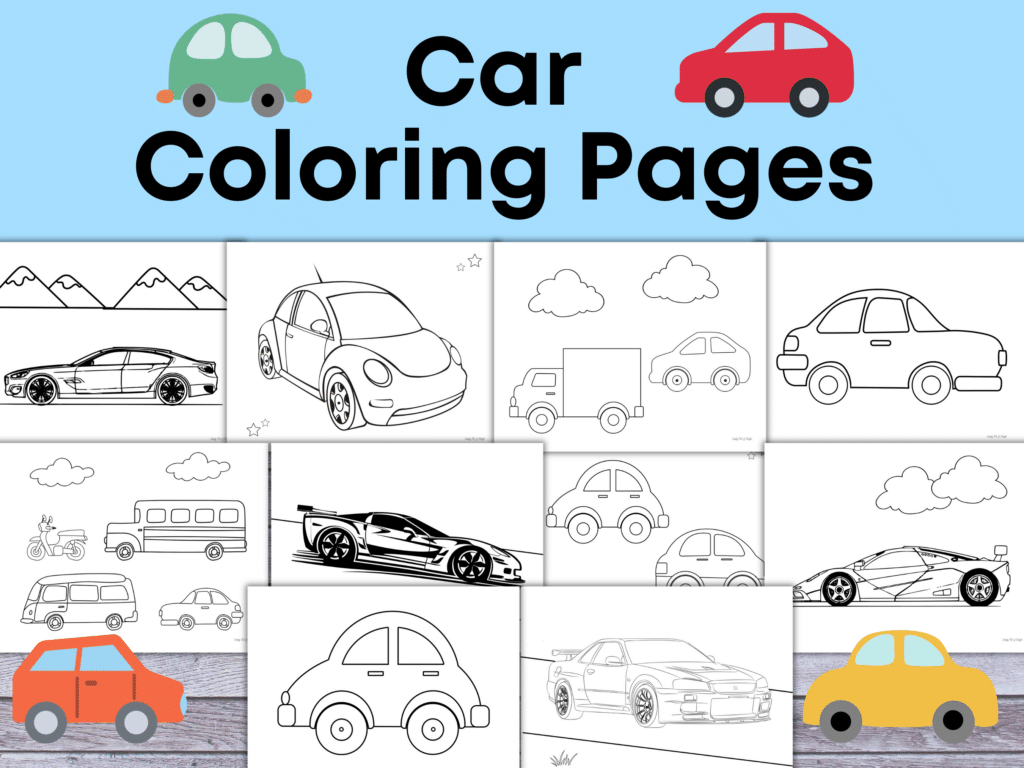 car coloring pages on Etsy