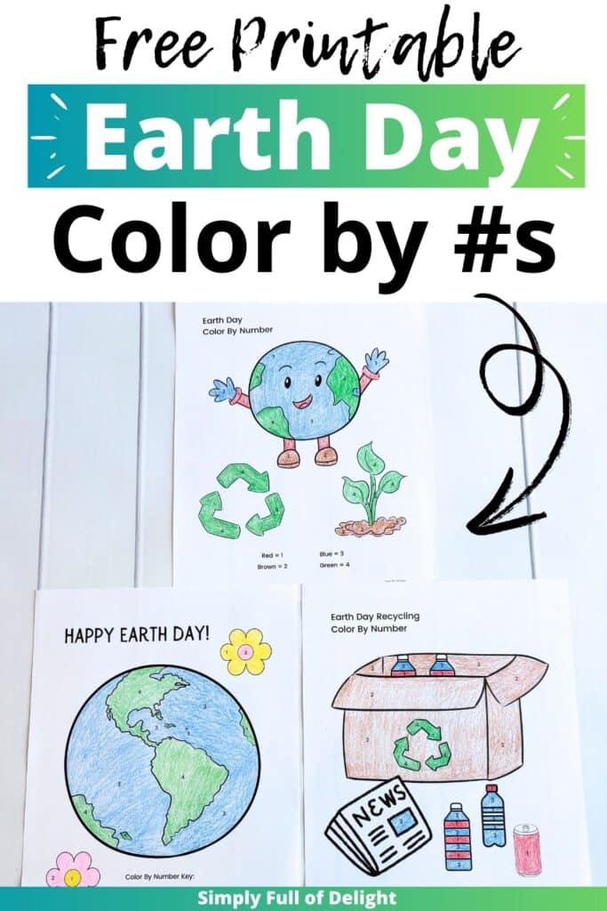 free printable Earth Day Color by Number worksheets for kids