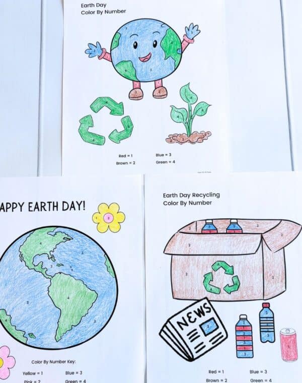 Earth Day color by Number printables free