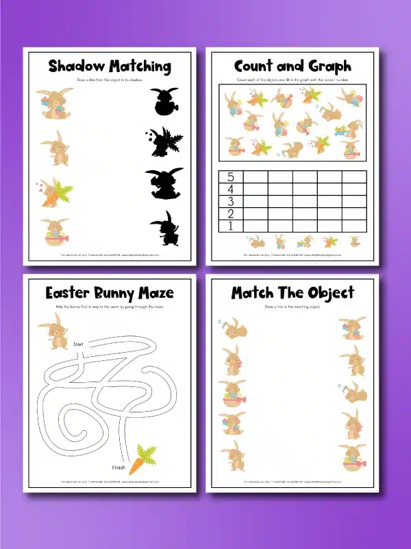 Easter Bunny Activity Sheets are by Simple Everyday Mom