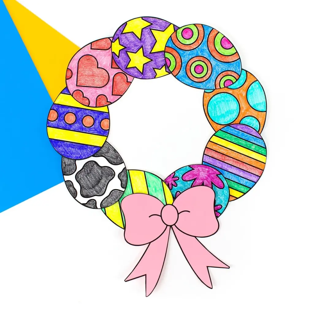 Easy DIY Paper Easter Egg Wreath for Kids by Fireflies and Mudpies