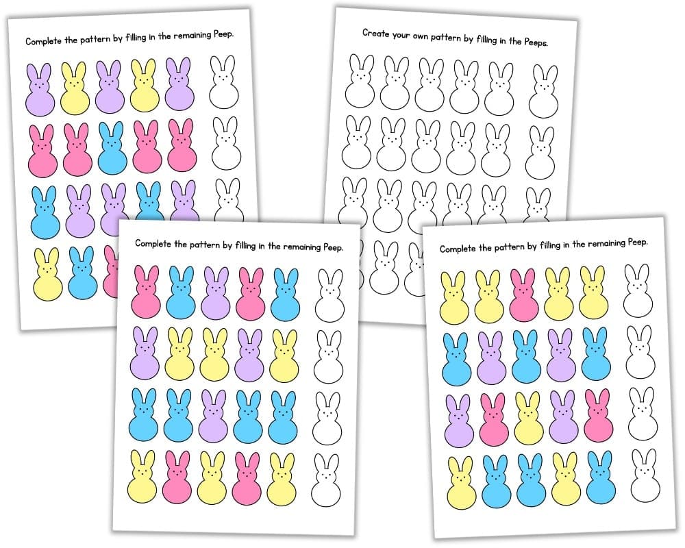Free Printable Easter Pattern Worksheets by The Craft-at-Home Family.