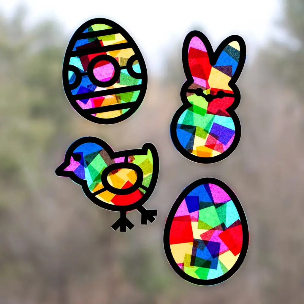 Tissue Paper Easter Suncatchers by Fireflies and Mudpies