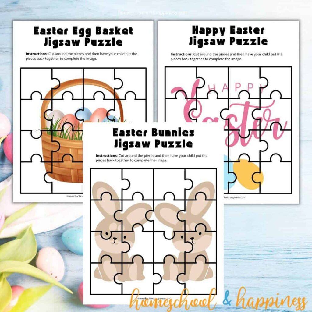 Free Easter Jigsaw Puzzle Printables from Homeschool and Happiness.