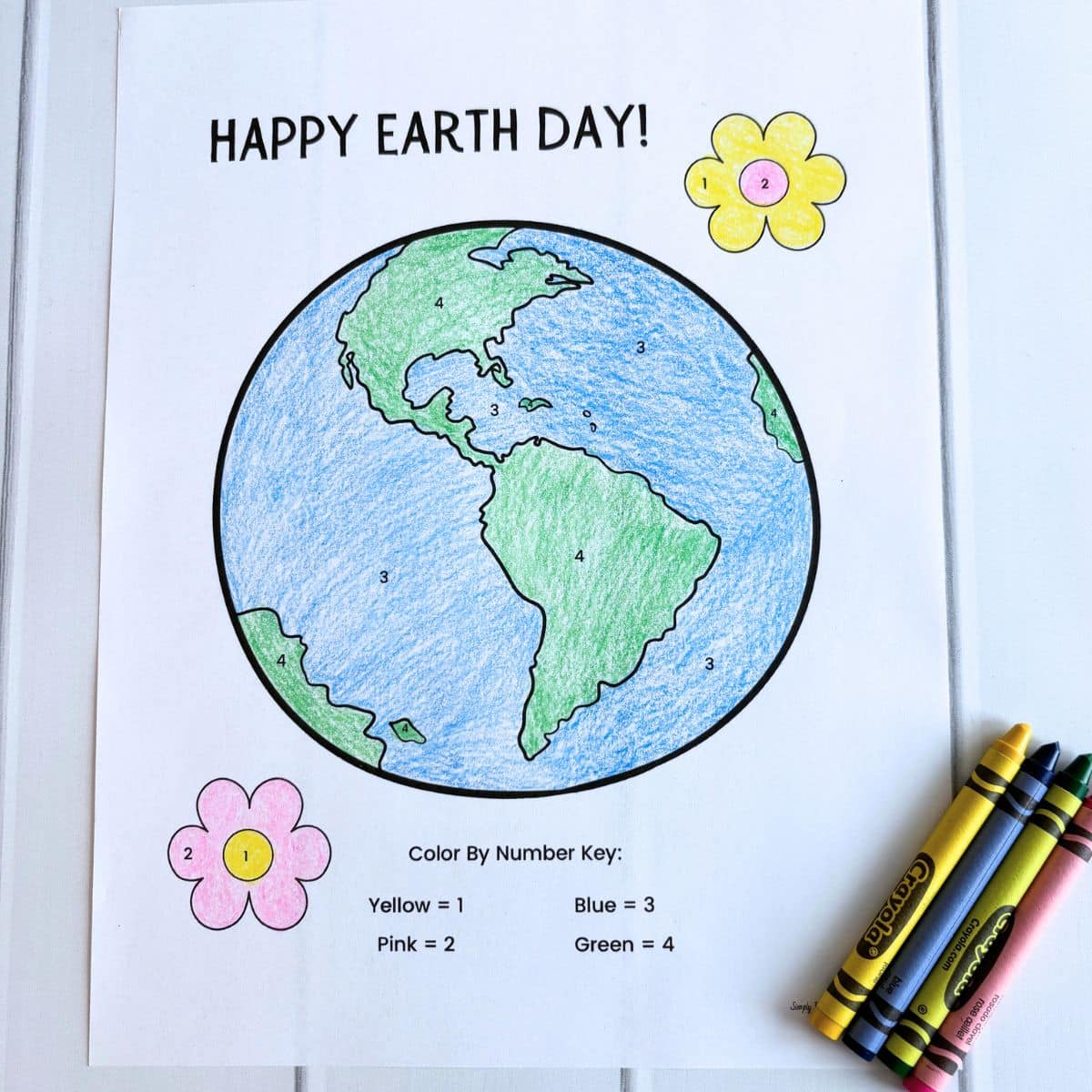 Free Color by Number Earth Day Printables for Kids - Simply Full of Delight