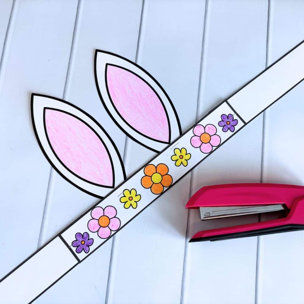 bunny headband stapled together