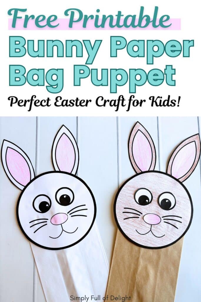 free printable bunny paper bag puppet - perfect Easter craft for kids