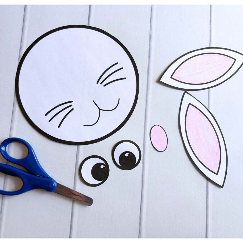Easter bunny template cut out with scissors