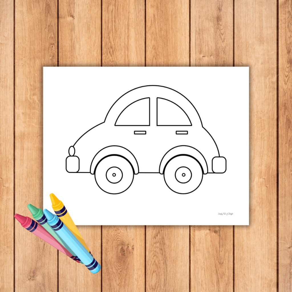 easy preschool car coloring sheet