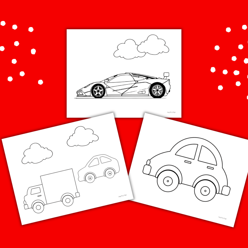 3 free printable car coloring pages for kids