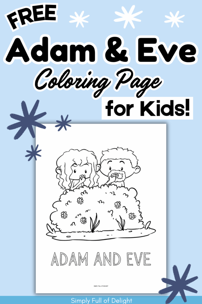 free Adam and Eve Coloring Page for kids