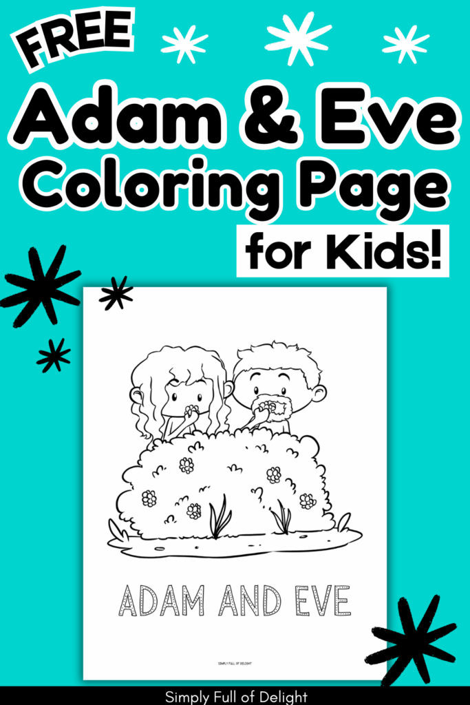 Adam and Eve Coloring sheet for kids free