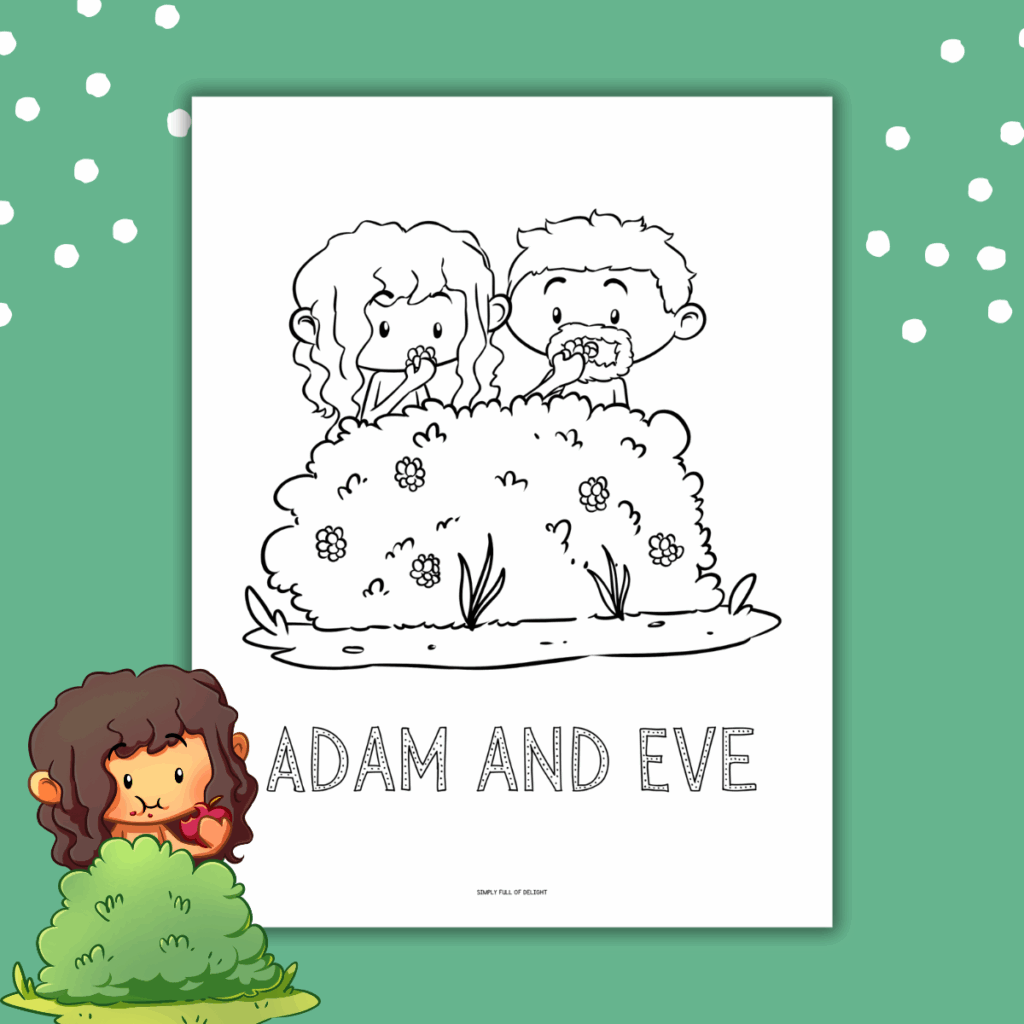 Adam and Eve Coloring Page free printable