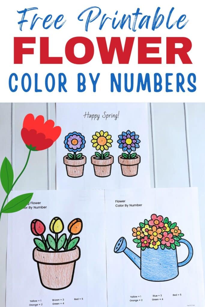 free printable flower color by number worksheets