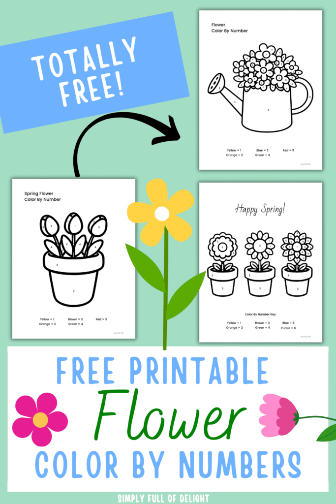 free printable flower color by numbers