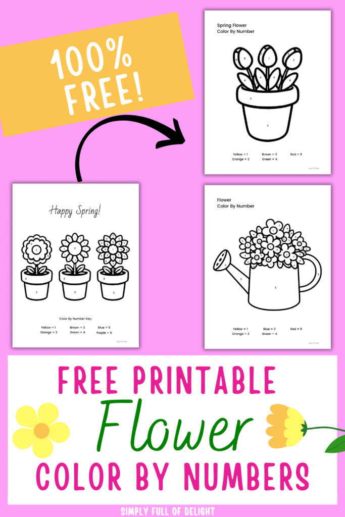 free printable flower color by number coloring sheets for kids